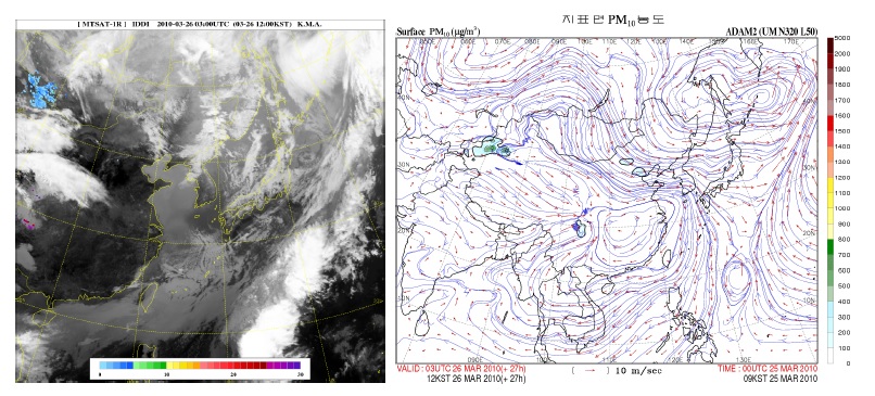 Fig. 2.2.7. Sample forward-trajectory forecast for high MODIS AOT plot introduced in the IDEA website.