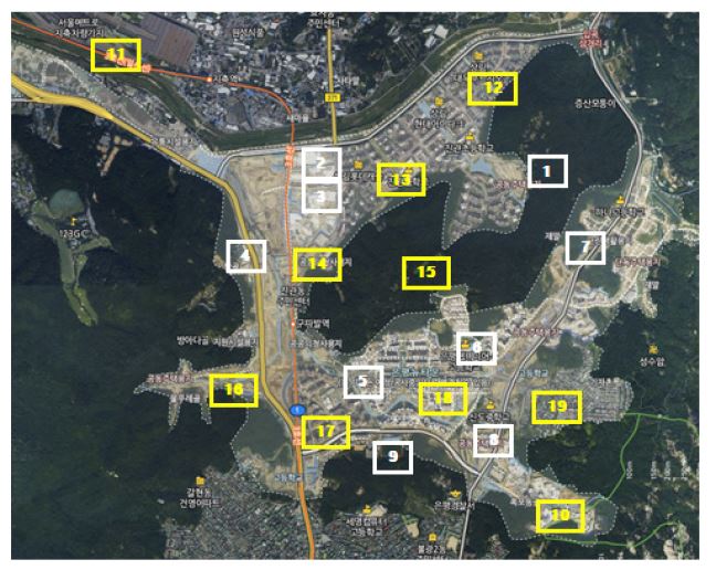 Fig. 3.1.10. Distribution of meteorological observation sites in the Eunpyeong experiment area.