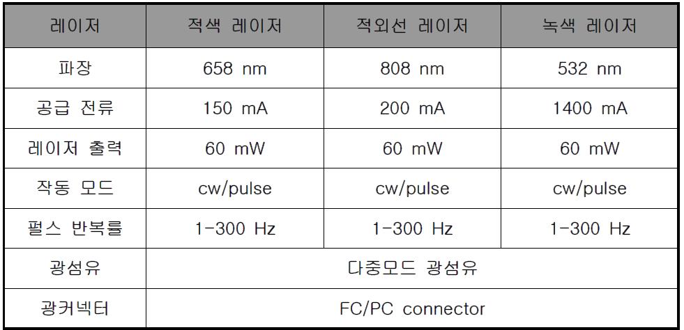 3차 레이저침 치료기 사양