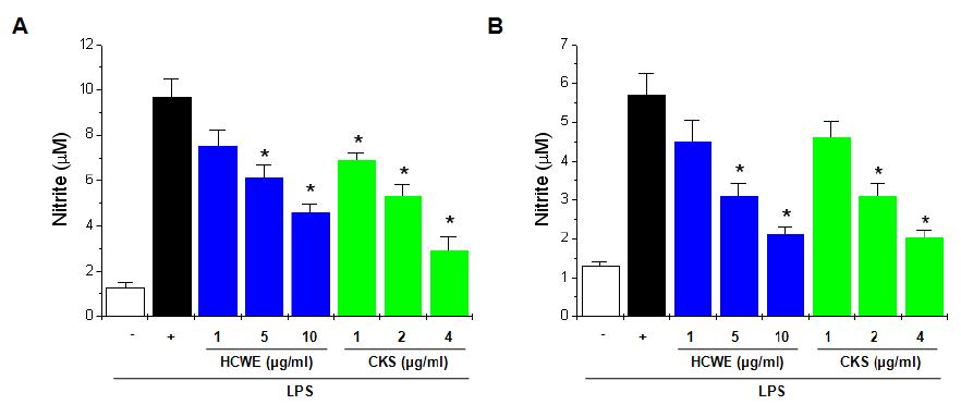 Effects of HCWE and CKS on NO production.