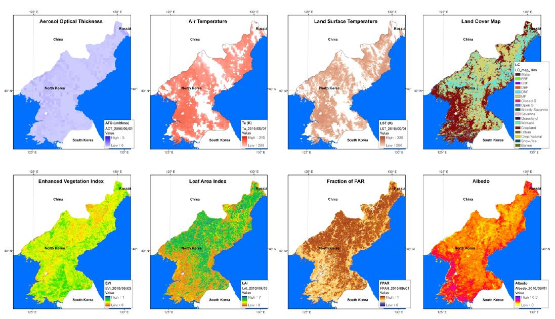 북한에 대한 증발산 지도를 제작하기 위한 MODIS 입력 자료