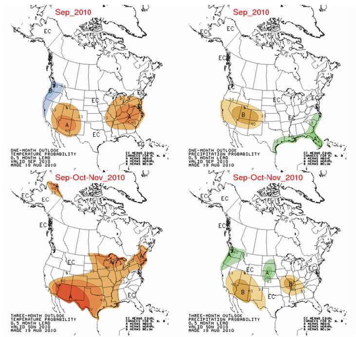 미국 CPC 1~3개월 기온 및 강수량 예측의 예
