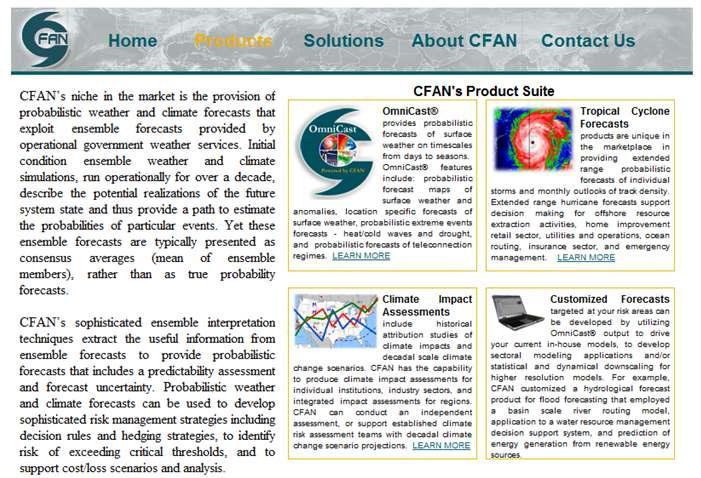 Climate Forecast Applications Network의 홈페이지