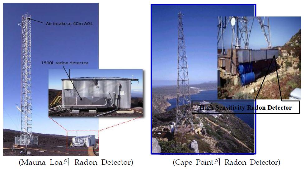 Mauna Loa와 Cape Point 관측소의 Radon Detector
