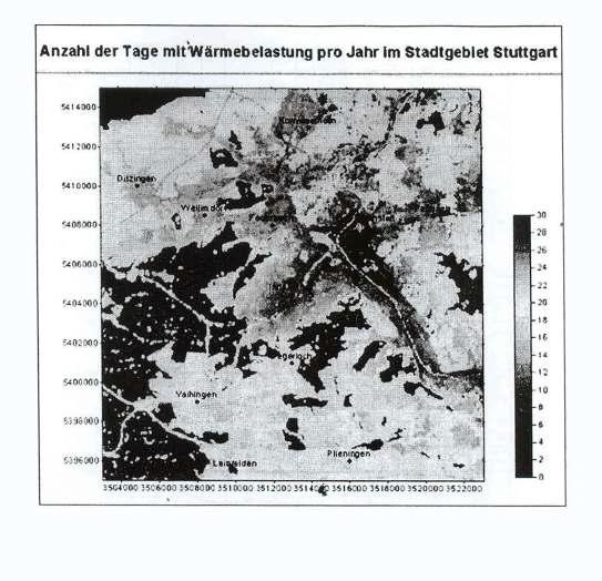 Stuttgart시의 열오염 발생일수