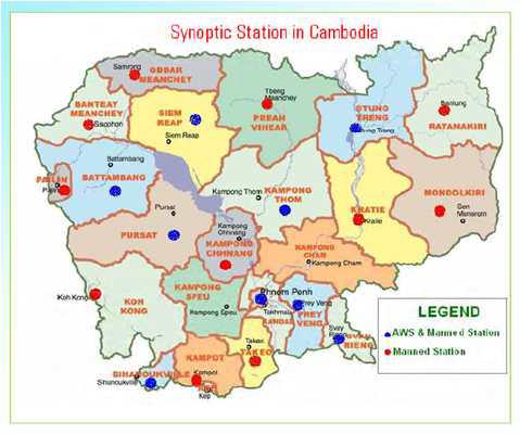 캄보디아 기상관측소 분포