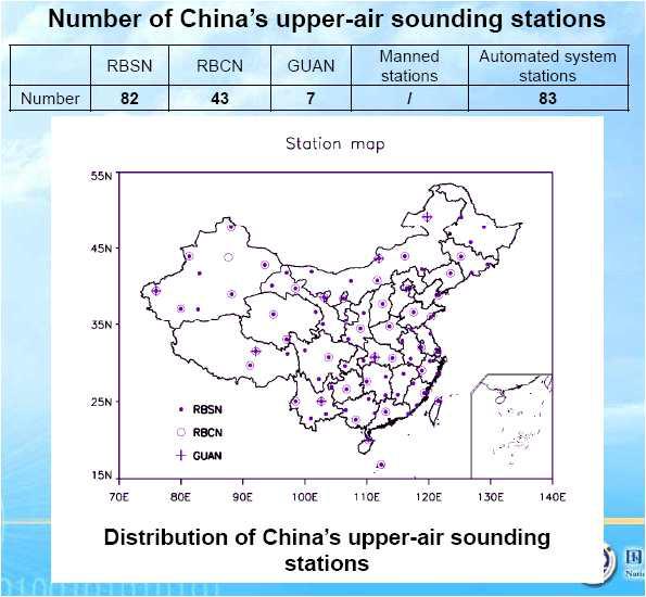 중국 상층관측소 분포