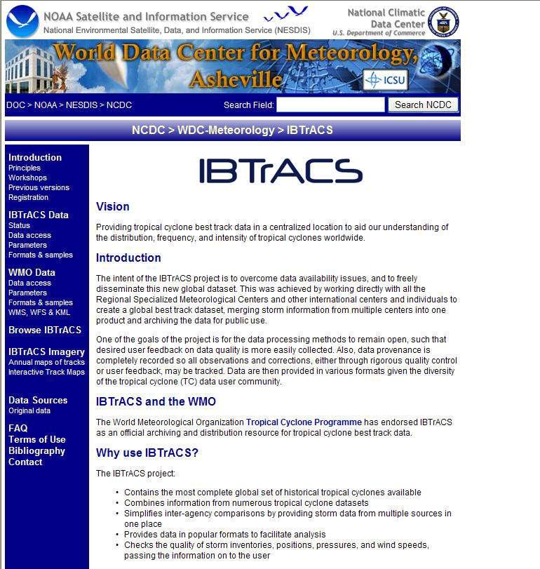 IBTrACS 웹사이트