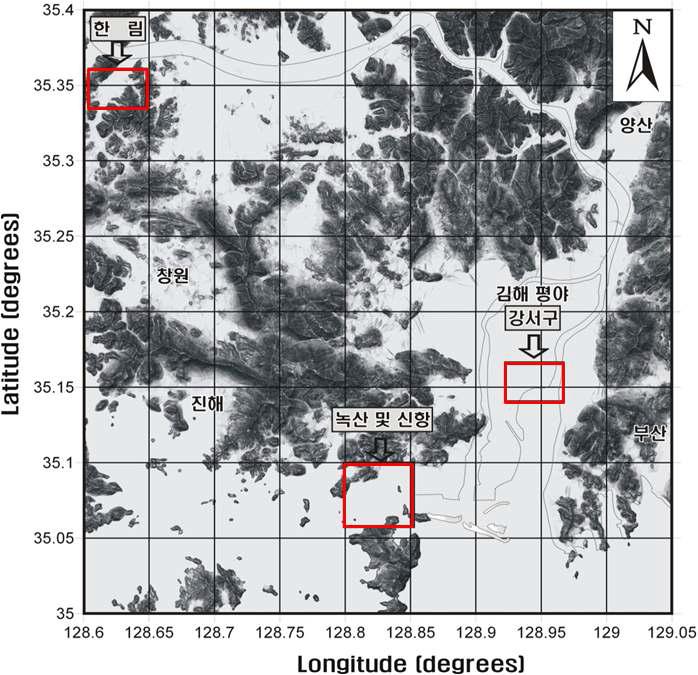 연구지역의 상세 위치 및 지형
