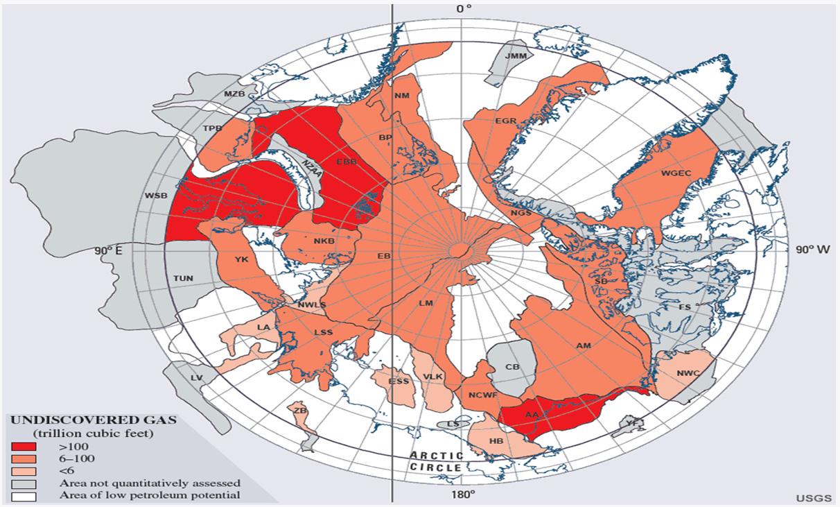 북극지역의 천연가스 분포