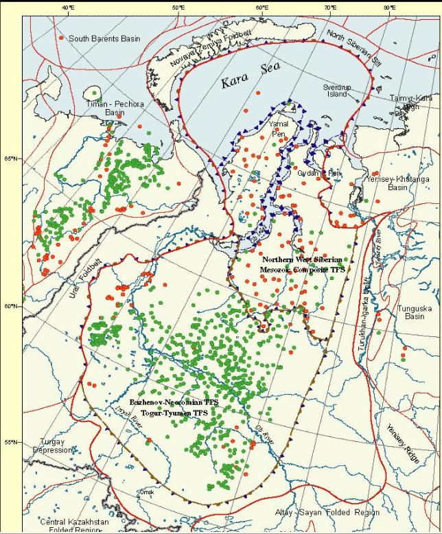 West Siberian Basin지역의 석유 분포