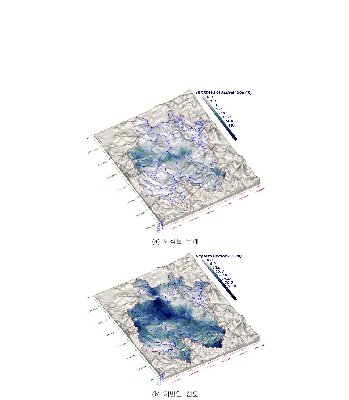 대전 행정 영역의 대표적 지층의 지표면 투영 분포