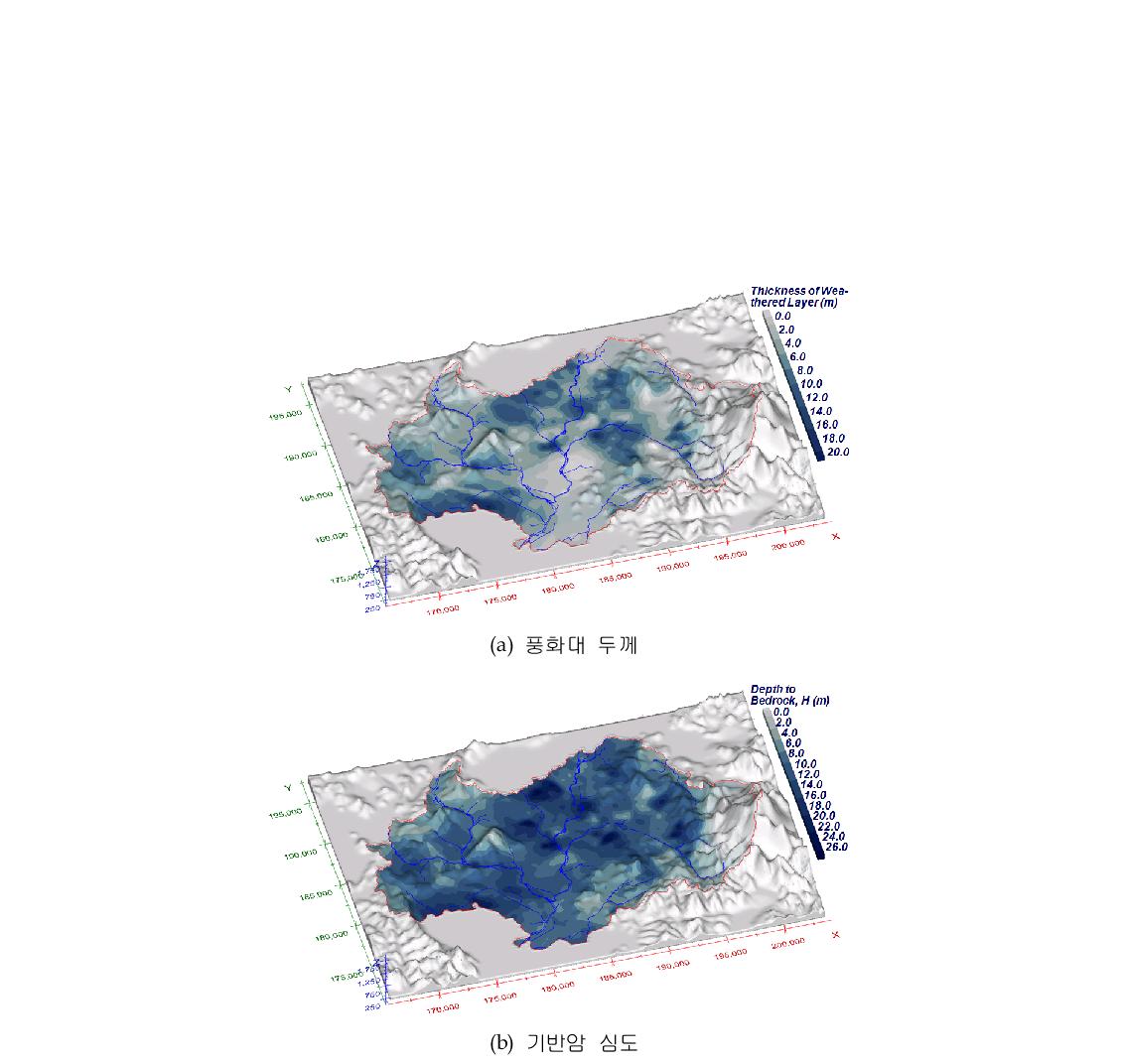 광주 행정 영역의 대표적 지층의 지표면 투영 분포