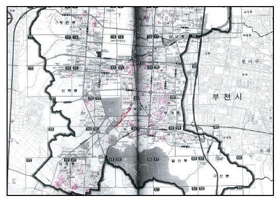 부평구의 침수구역 현황도