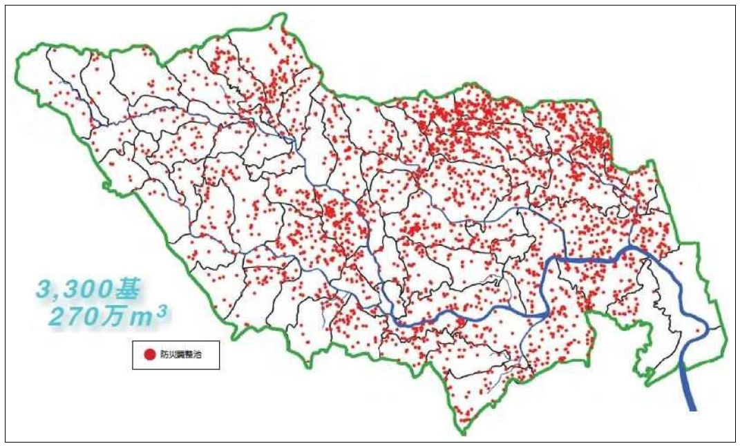 그림 2.50 쓰루미강 유역 방재조절지 현황
