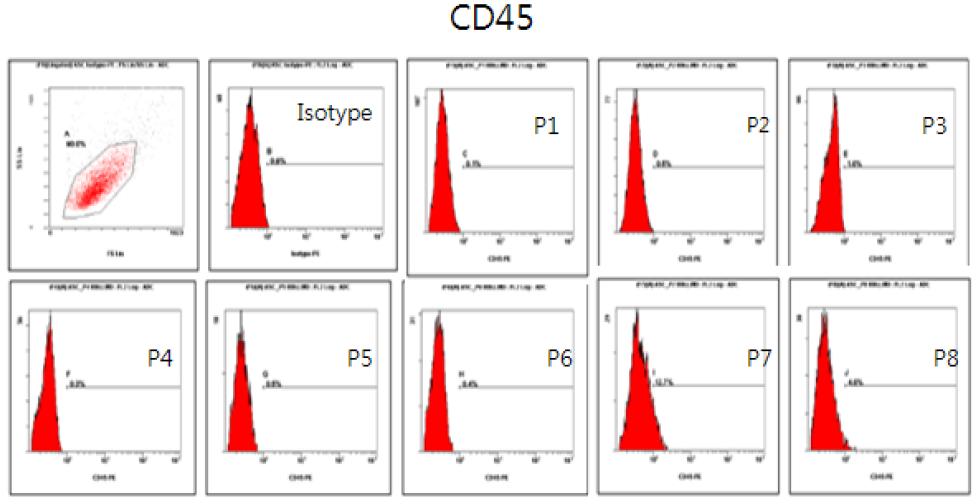 계대별 CD45 flowcytometry 결과