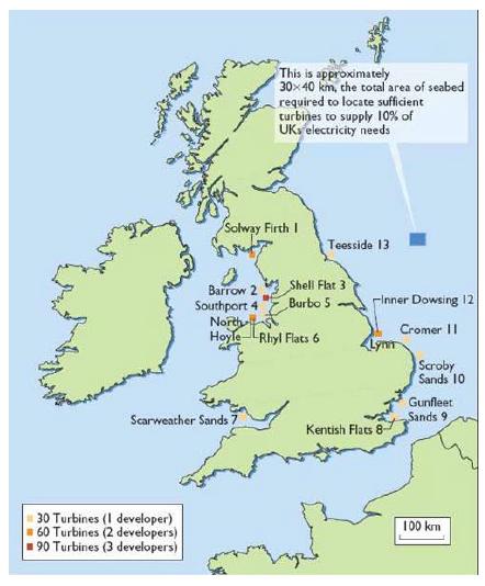 영국의 해상 풍력발전 지역