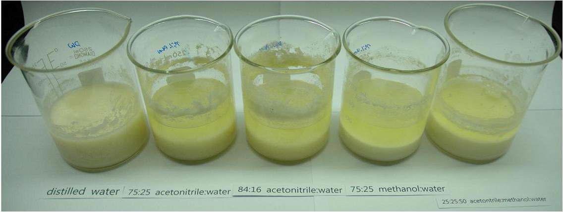 Comparison of extraction solution for instant noodle