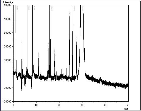 박하 시료의 GC/FPD 크로마토그램