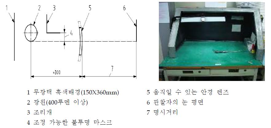 렌즈의 결함을 시각적으로 조사하기 위한 방법