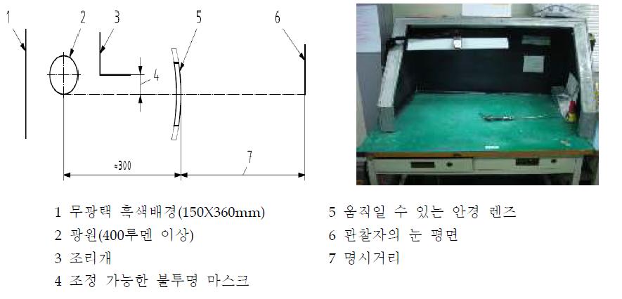 렌즈의 결함을 시각적으로 조사하기 위한 방법