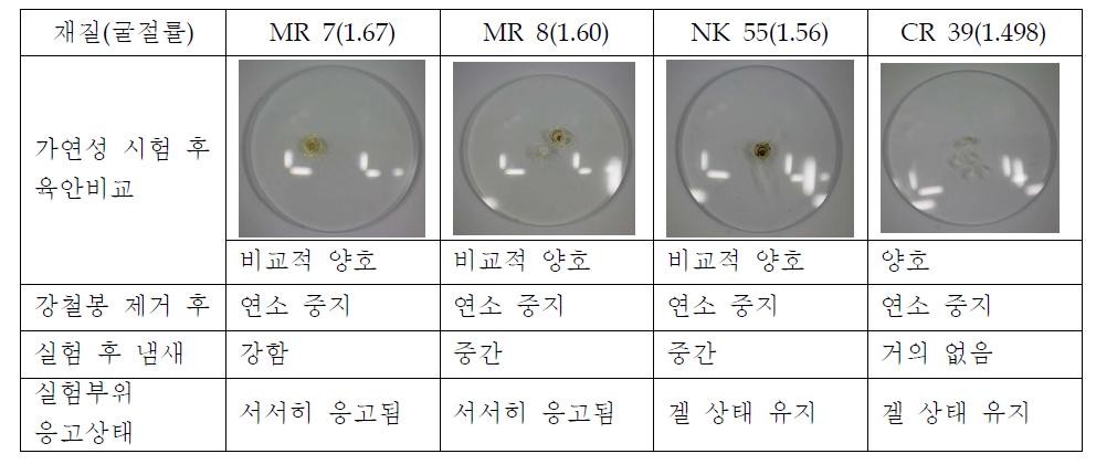 가연성 시험결과