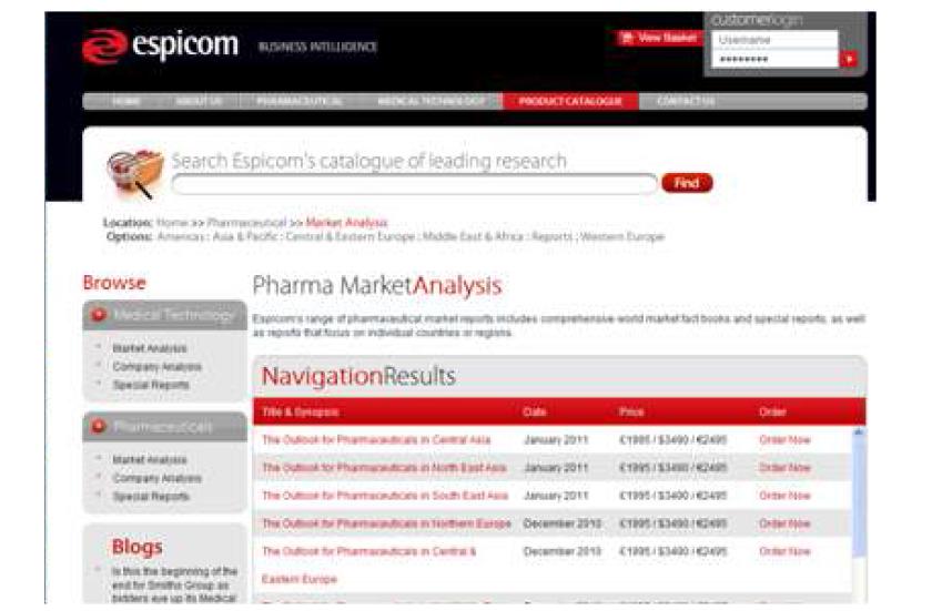 ESPICOM의 자료 판매관련 웹페이지