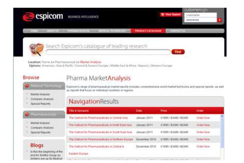 ESPICOM의 자료 판매관련 웹페이지