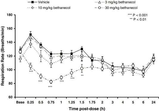 Bethanecol의 랫드를 이용한 호흡수에 미치는 영향