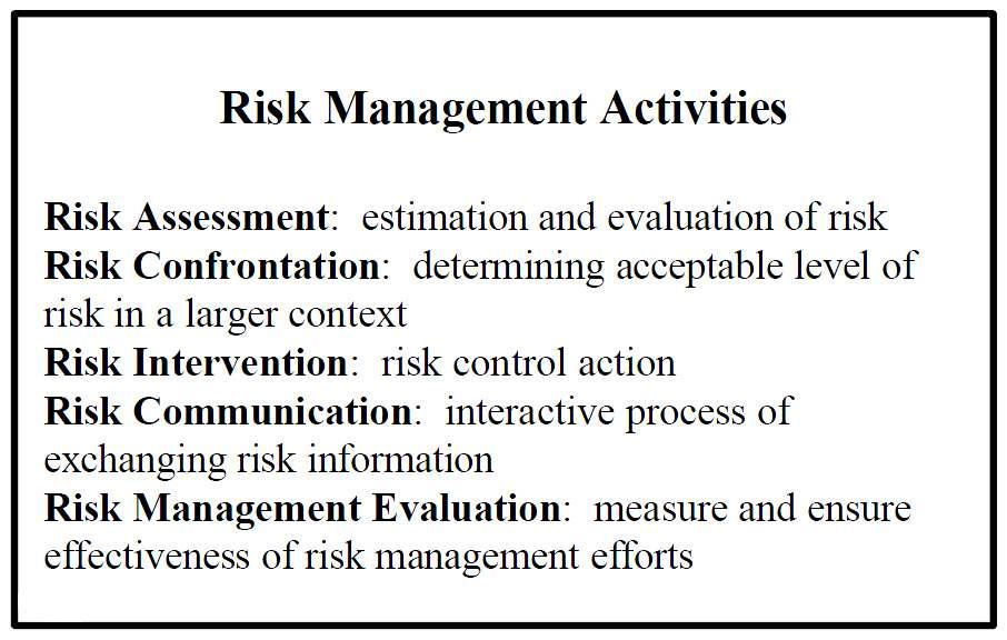 리스크 관리 과정 (U.S Department of Health and Human Services Food and Drug Administration cited 1999)