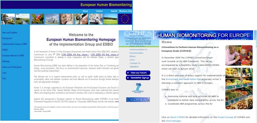 그림 8. European Human Biomonitoring 홈페이지