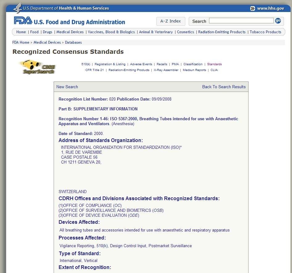 FDA Medical Devices-Device Regulation and Guidance-Standards (Medical Devices)