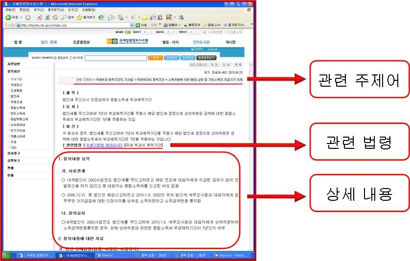 국세법령정보시스템 질의·판례 카테고리