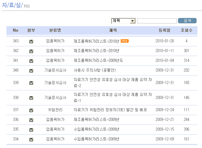 KFDA의료기기안전국 자료실