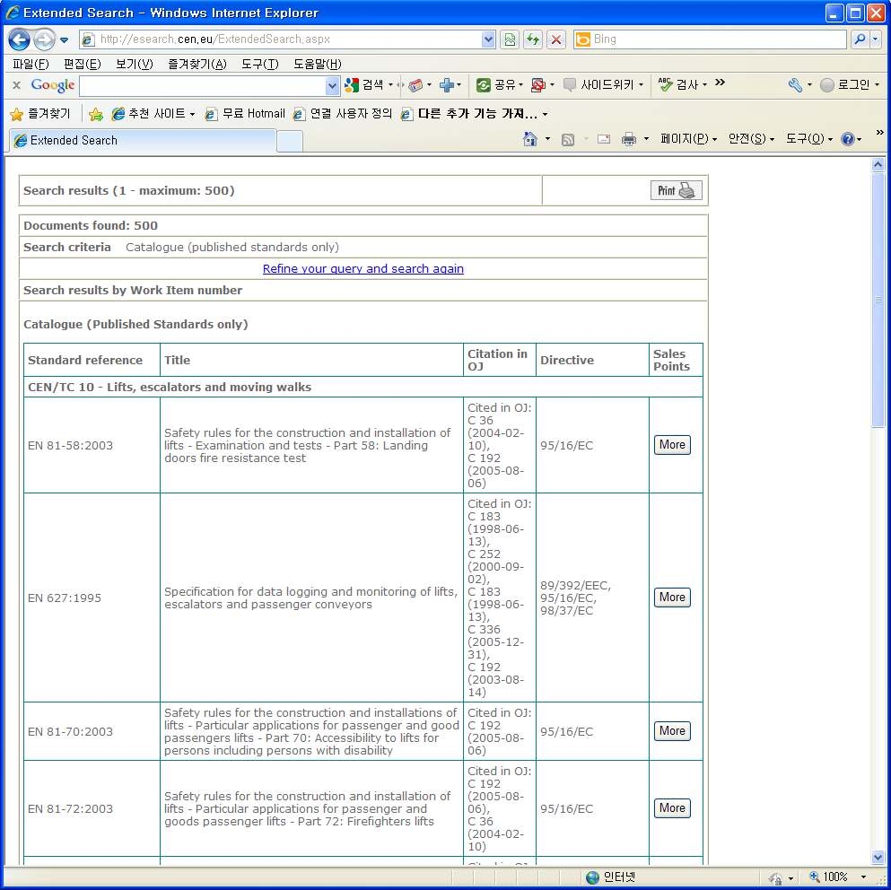 European Committee for Standards, CEN-Search