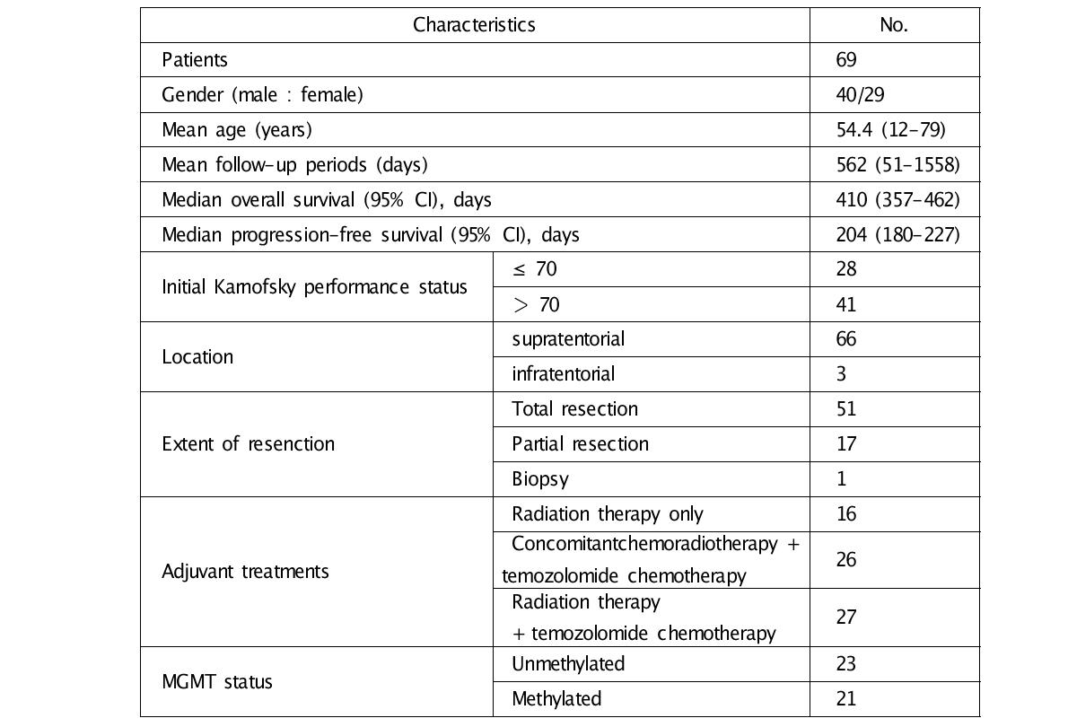 Glioblastoma 환자의 정보