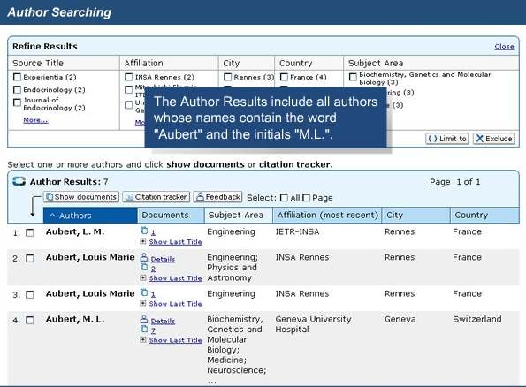 Author searching by author identifier