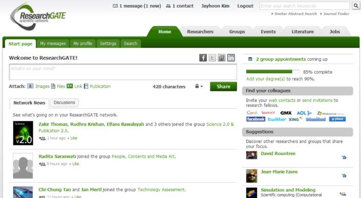 ResearchGate : Social network service for researchers