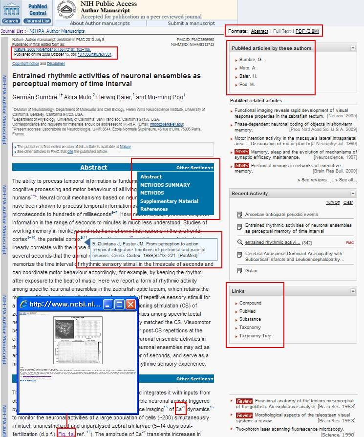 PMC XML service screen