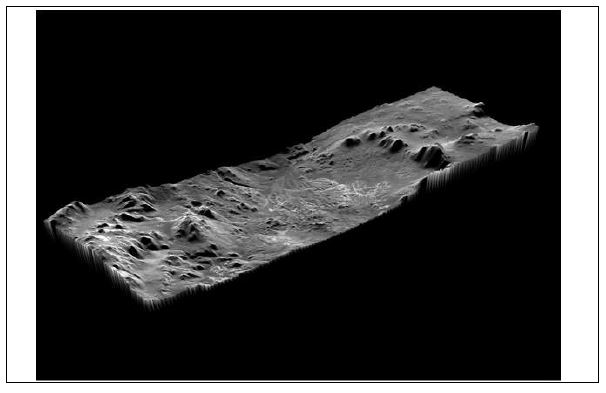 Figure 3-4-8 CTX 12m stereo DEM과 6m 정사영상을 사용한 3D 시각화한 결과