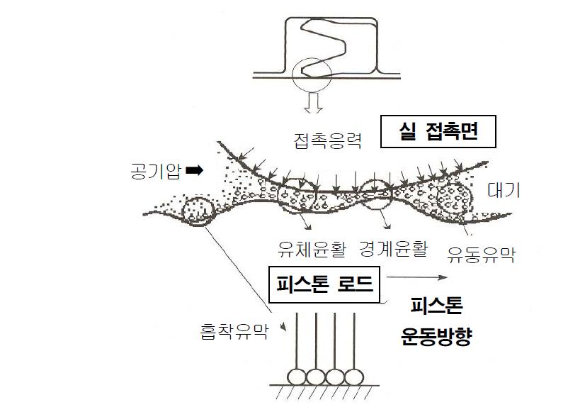 실 접촉면 윤활상태 모델