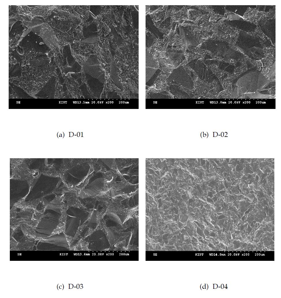 SEM microstructures of fracture surface of RBSC fabricated using