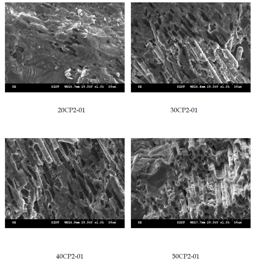 Chopped carbon fiber의 첨가량 변화에 따른 carbon sourcce coated