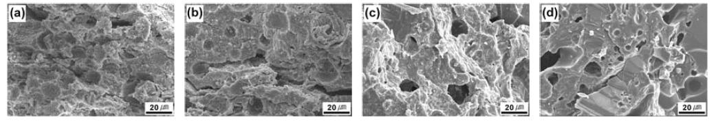 Typical fracture surfaces of the porous mullite-bonded SiC (MBSC) ceramics sintered at 1400℃ for 2h