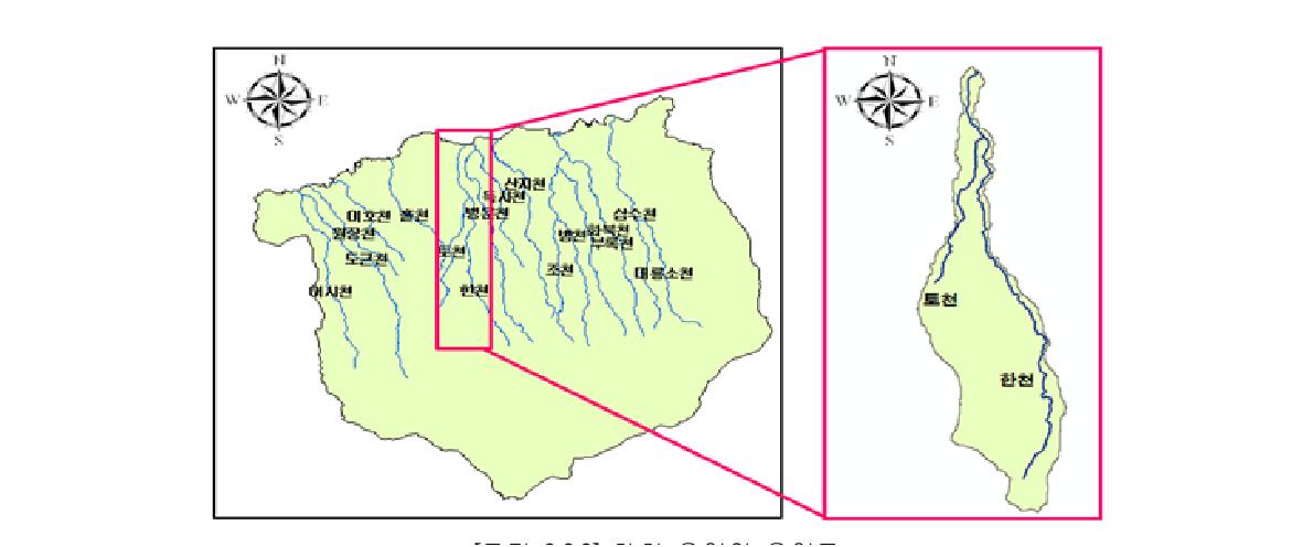 한천 유역의 유역도