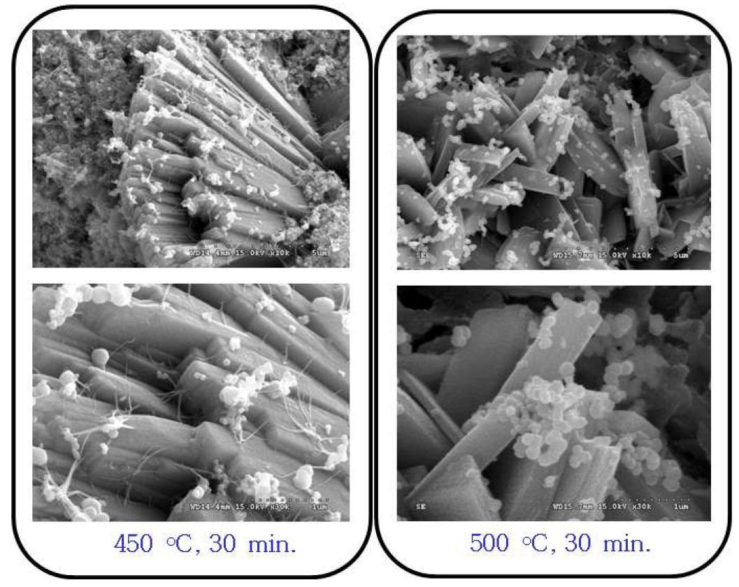 At high temperature, HAp had columnar structure and ZrO2 nanoparticles were well distributed at the surface of HAp columns.