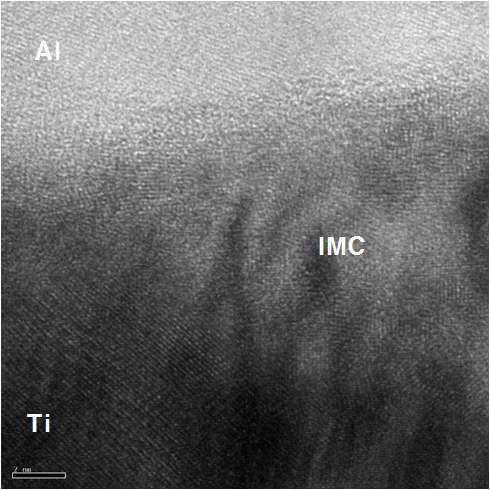 TEM high resolution으로 관찰한 전자기펄스 용접계면의 IMC