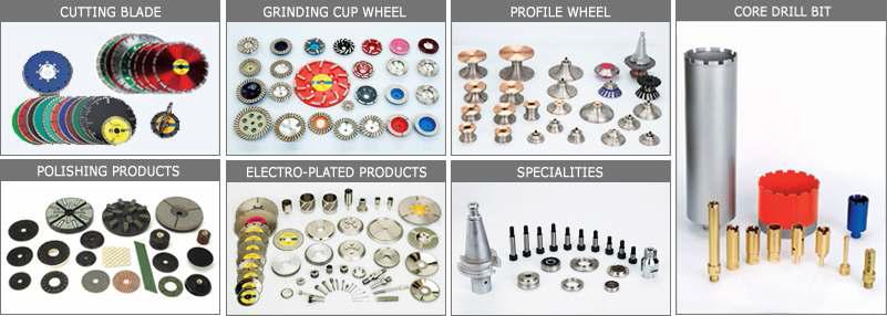 참여기업에서 생산 중인 석재 및 건설용 다이아몬드 공구