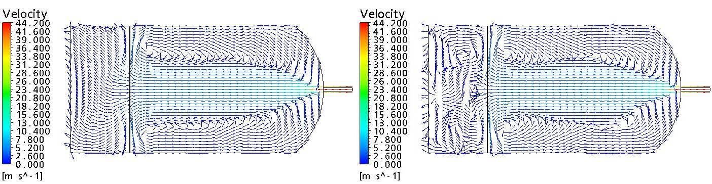 Heating Block 배치에 따른 속도벡터 비교