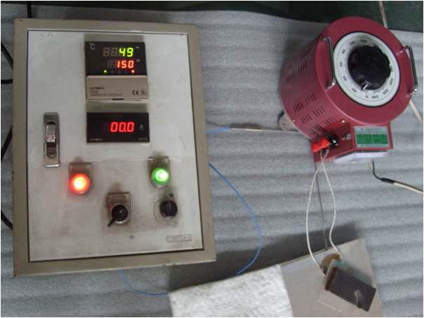 소재에 대한 발열 테스트를 위한전원공급 및 전압, 저항 측정 모습